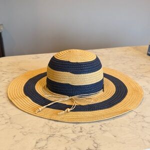 Panama Jack Navy and Tan Wide Brim Hat